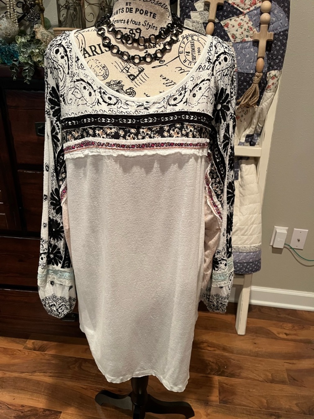 Free People Boho Printed Long Sleeve Top